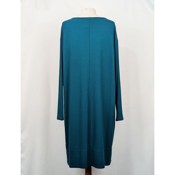 J.Jill Wearever Dress Teal Green Long Sleeve Rayon Blend Misses Size L New - Picture 5 of 8